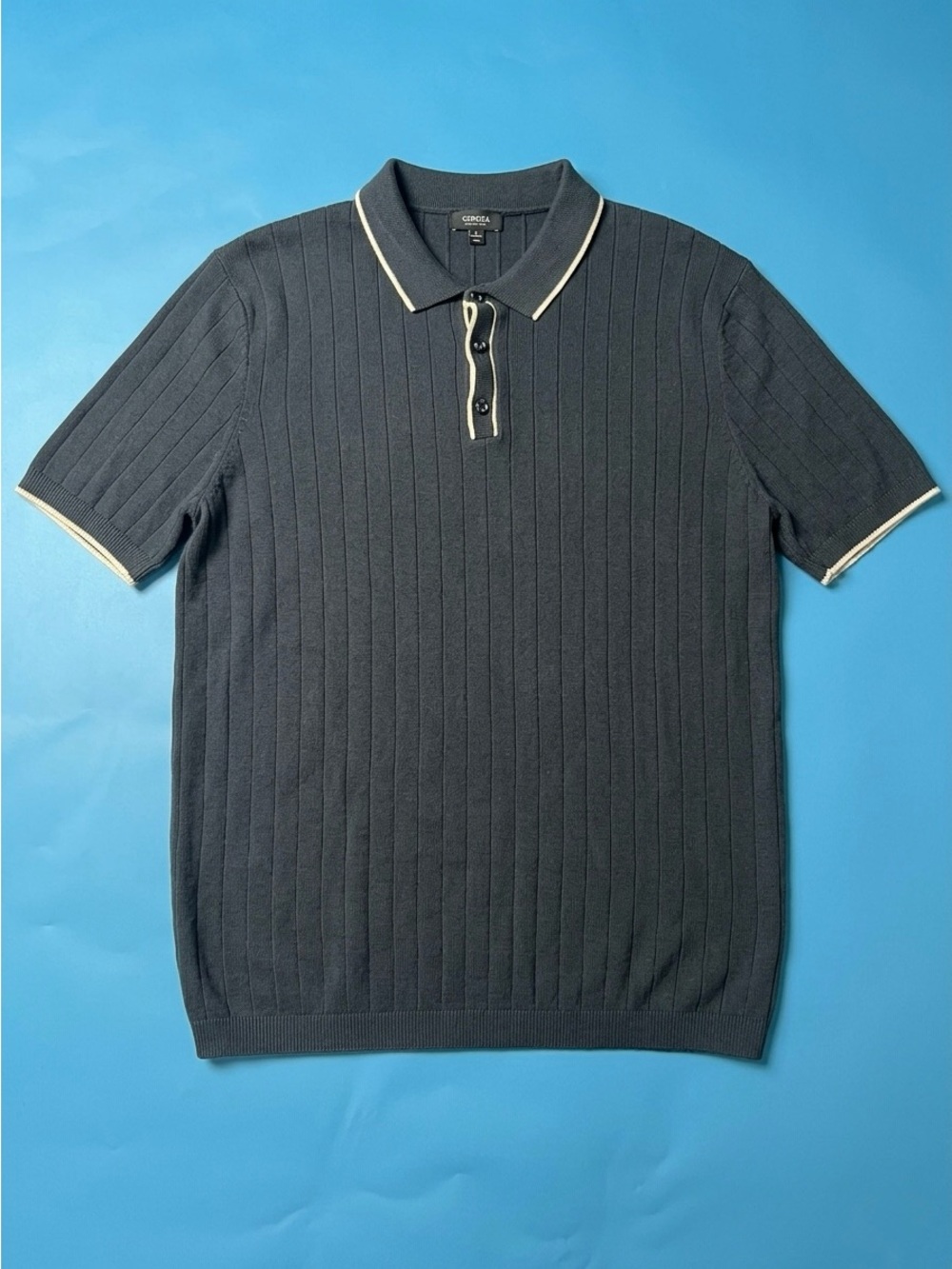 Express Men's Black Polo with White Trim